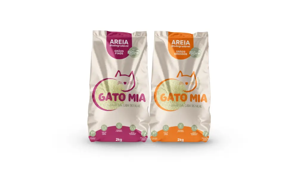 Areias higiênicas feitas de milho e mandioca 1 areias higiênicasGato Mia