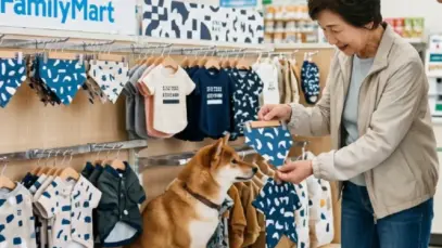 Mulher oriental fazendo compras para pet em loja de varejo no Japão