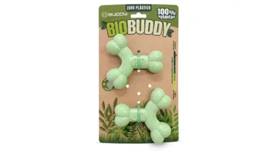 Buddy cria linha de brinquedos para cães feitos de biocomposto vegetal