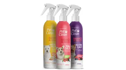 Pet Clean lança banhos a seco com três formulações Linha Cuidadinhos reúne versões com camomila e amêndoas, queratina e D-pantenol e óleo de abacate e aveia
